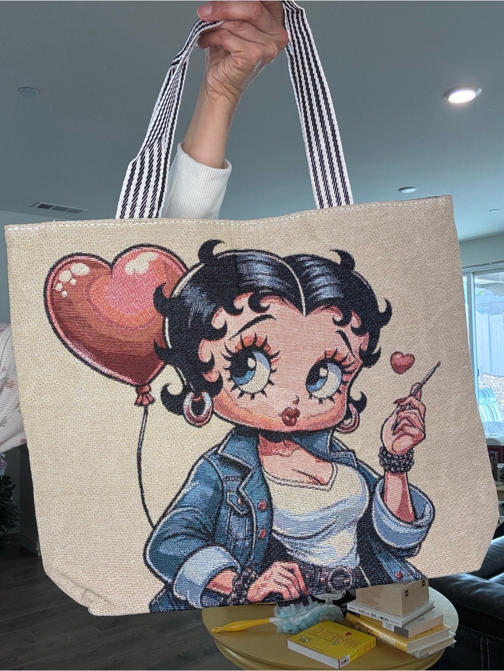 Betty Boop embroidered tote